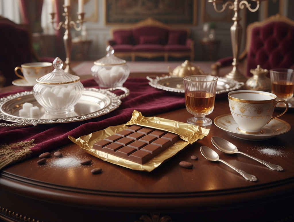 Молочный шоколад на богатом столе